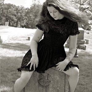 Killstar black collar mesh skater pentagram dress S